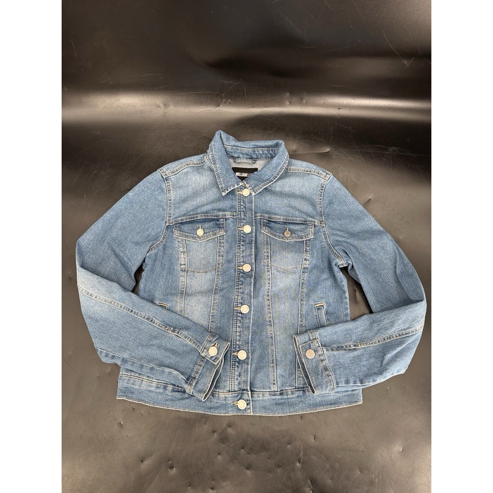 William Rast Women's Blue Long Sleeve Button Down Denim Jean Shirt‎ Top Size M